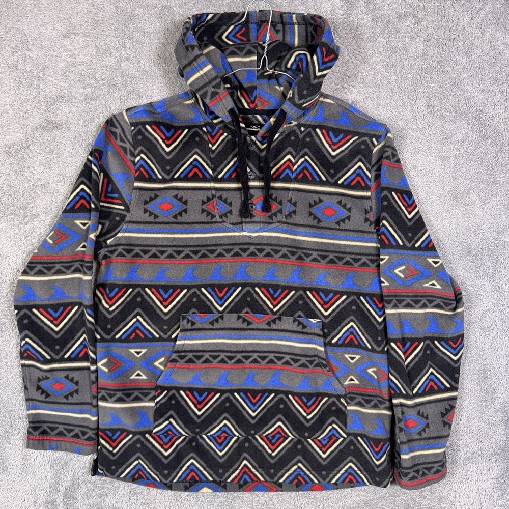 O'neill Hoodie Mens M Southwestern Aztec Henley Standard Fit Pullover Fleece